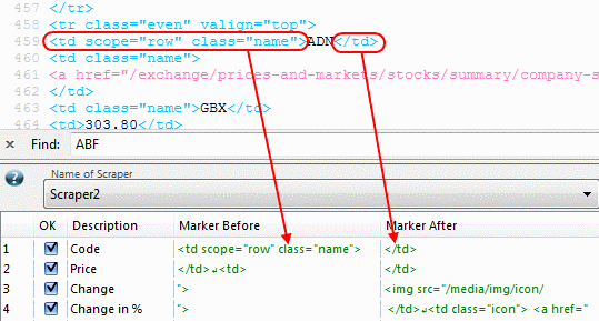 Setting markers in outwit hub