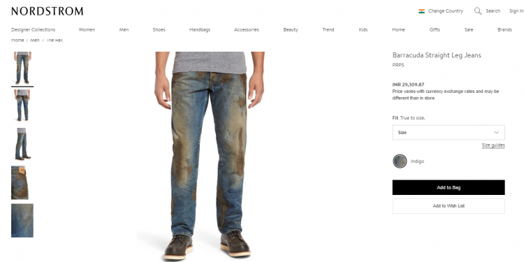Nordstorm fake mud jeans