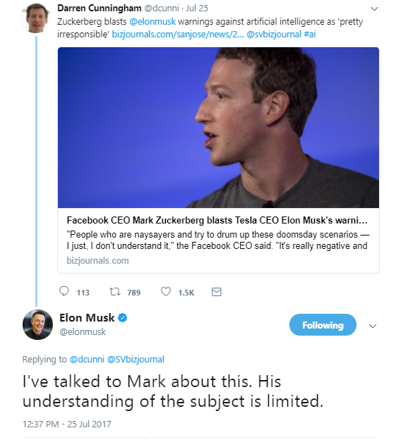 Elon musk Mark Zuckerberg Artificial Intelligence