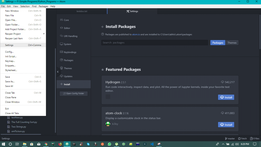 Installing Packages in Atom