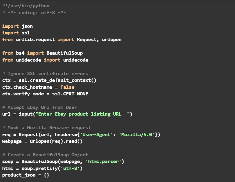 eBay product scraping coding