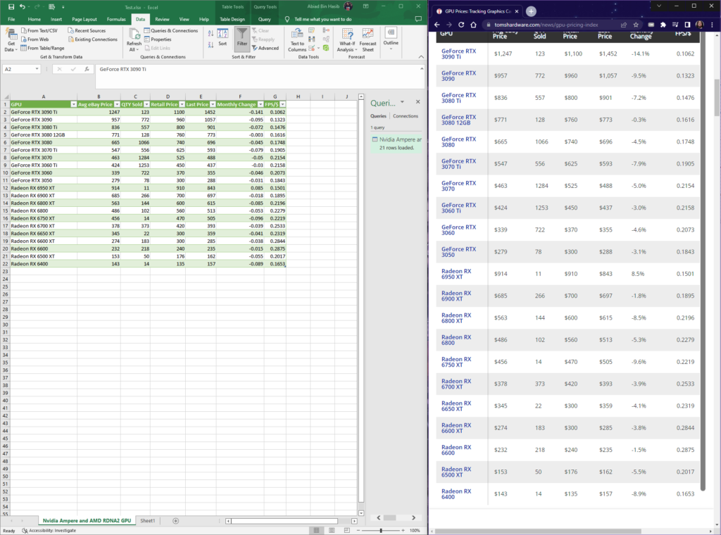 scrape data using excel