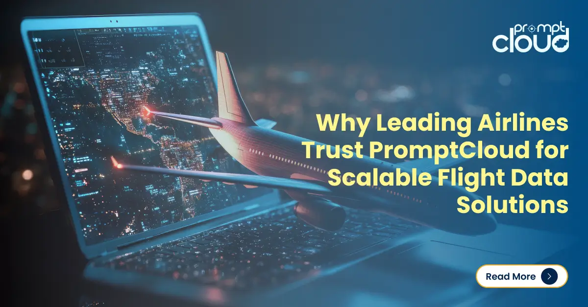 Text for Image: PromptCloud's flight data solutions for real-time monitoring and decision-making