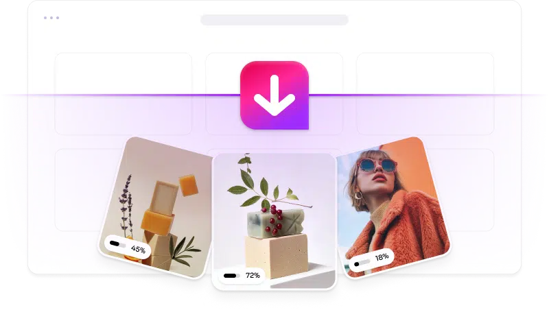Screenshot of Imageye Chrome extension showing image filter grid with size and URL filters for bulk browser-based image downloading.