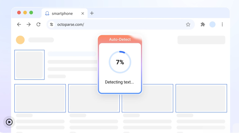 Octoparse Wizard Mode interface demonstrating no-code web scraping and pagination automation.